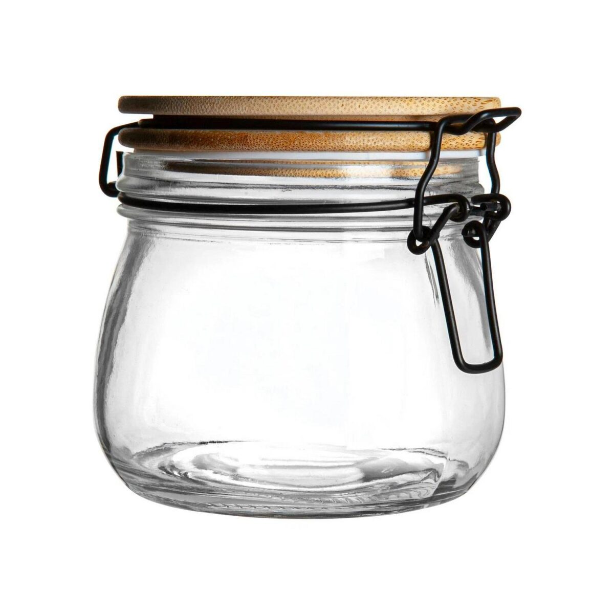 Wooden Clip Lid Storage Jar Modern Food Kitchen Container 500ml White Seal - Image 1
