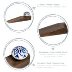 Wooden Door Stop Vintage Interior Kitchen Bedroom Doorstop Wedge Navy Flower - Image 2