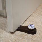Wooden Door Stop Vintage Interior Kitchen Bedroom Doorstop Wedge Navy Flower - Image 6