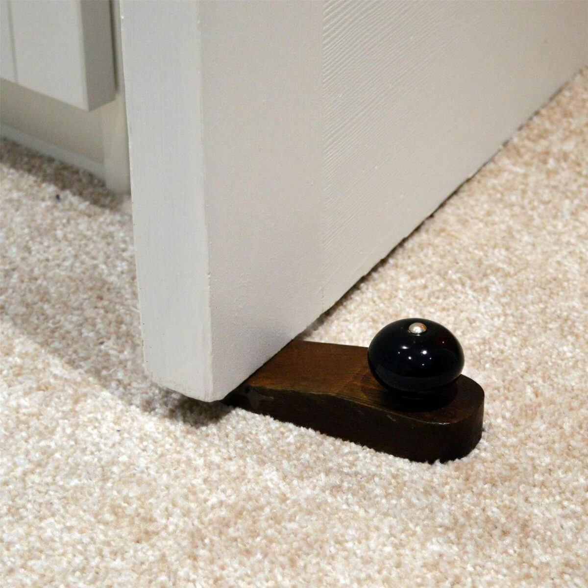 Wooden Door Stop Vintage Interior Kitchen Bedroom Doorstop Wedge Black - Image 5