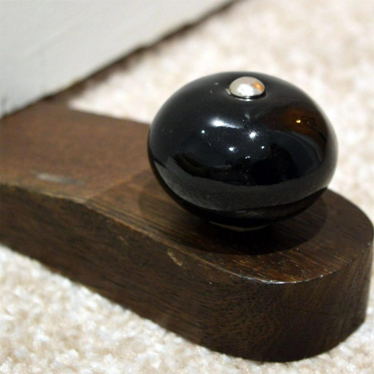Wooden Door Stop Vintage Interior Kitchen Bedroom Doorstop Wedge Black - Image 6