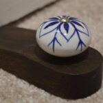 Wooden Door Stop Vintage Interior Kitchen Bedroom Doorstop Wedge Navy Flower - Image 5