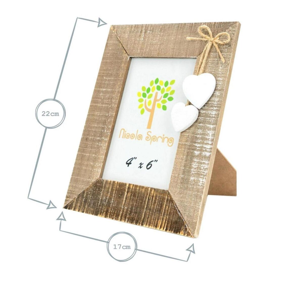 Wooden Shabby Chic Driftwood Photo White Hearts Freestanding Frame-4x6  x2 - Image 3