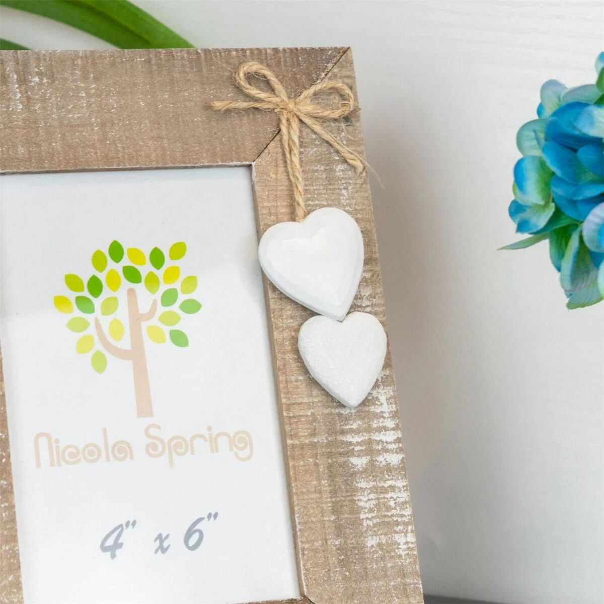 Wooden Shabby Chic Driftwood Photo White Hearts Freestanding Frame-4x6  x2 - Image 7