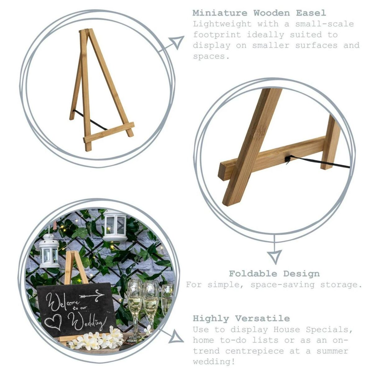 Wooden Table Easel and Slate Board Set Wedding Dinner Function Centrepiece - Image 2