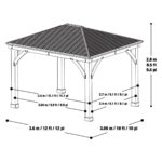 Yardistry 12 x 16ft (3.7 x 4.9m) Wooden Gazebo with Peaked Aluminium Roof - Image 2