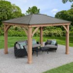 Yardistry 12 x 16ft (3.7 x 4.9m) Wooden Gazebo with Peaked Aluminium Roof - Image 4