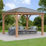 Yardistry 12 x 16ft (3.7 x 4.9m) Wooden Gazebo with Peaked Aluminium Roof - Image 3