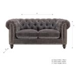 Allington 2 Seater Grey Fabric Chesterfield Sofa - Image 2