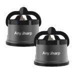 Anysharp Pro Metal Knife Sharpener with Suction, 2 Pack in Grey