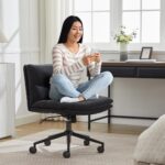 Elle Decor Gracie Criss-Cross Wide Office Chair, Black - Image 8