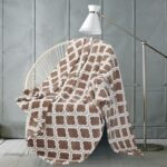 Monte and Jardin Printed Velvet Throw in Taupe Geo, 152 x 177 cm