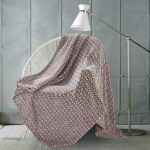 Monte and Jardin Printed Velvet Throw in Grey Herringbone, 152 x 177 cm