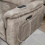 Oscar Grey Fabric Power Reclining Large 2 Seater Sofa with Power Headrest - Image 5