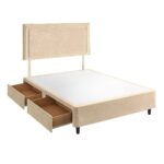 Silentnight Velvet 4 Drawer Divan Base with Malvern Headboard in Almond in 3 Sizes - Image 4