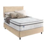 Silentnight Velvet 4 Drawer Divan Base with Malvern Headboard in Almond in 3 Sizes - Image 3
