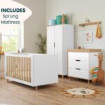 Tutti Bambini Fika 4 Piece Nursery Set with Sprung Mattress, White and Light Oak