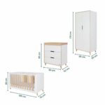 Tutti Bambini Fika 4 Piece Nursery Set with Sprung Mattress, White and Light Oak - Image 2