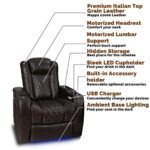 Valencia Tuscany Row of 5 Brown Leather Power Reclining Home Theatre Seating - Image 8