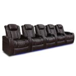 Valencia Tuscany Row of 5 Brown Leather Power Reclining Home Theatre Seating - Image 3