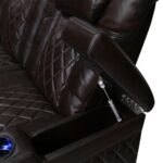 Valencia Tuscany Row of 5 Brown Leather Power Reclining Home Theatre Seating - Image 7