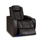 Valencia Tuscany Row of 5 Brown Leather Power Reclining Home Theatre Seating - Image 4