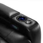Valencia Tuscany Row of 3 Black Leather Power Reclining Home Theatre Seating - Image 6