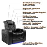 Valencia Tuscany Row of 3 Black Leather Power Reclining Home Theatre Seating - Image 8