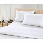 Welhome 500 Thread Count Lyocell Cotton Blend Duvet Set in White, Double - Image 3